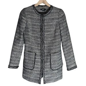 DKNY Womens Gray/Black/YellowTweed Hidden Clasp Front Jacket - Size 2